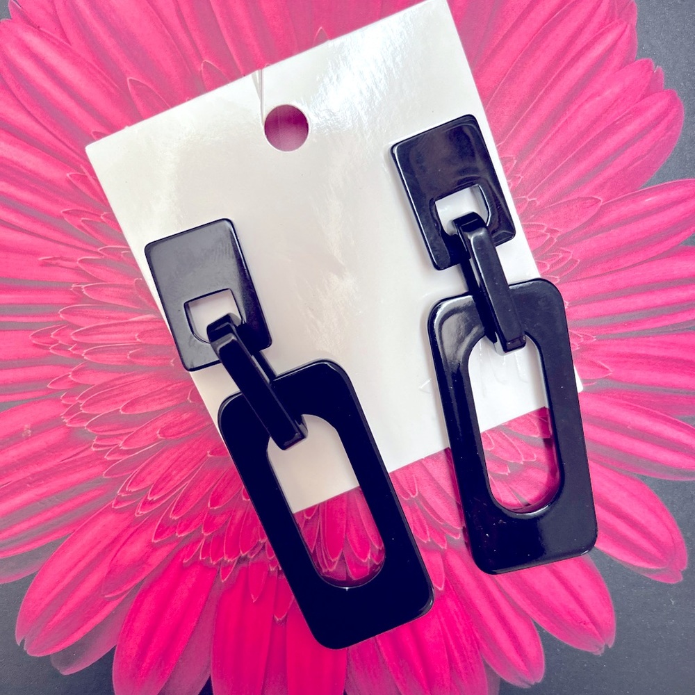 ❣️New Fashion Cool Black Lucite Stud Earrings